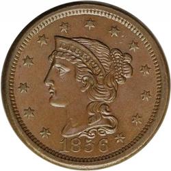 1856 1C Upright 5. N-6, R.1. MS65 Brown NGC. AU55 EAC. 1856[1C] Upright 5. N-6, R.1. MS65 Brown NGC.