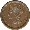 Image 1 : 1856 1C Upright 5. N-8, R.4. MS62 Brown NGC. AU55 EAC. 1856[1C] Upright 5. N-8, R.4. MS62 Brown NGC.