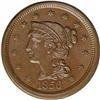 Image 1 : 1856 1C Slanted 5. N-13, R.1. MS64 Brown NGC. AU58 EAC 1856[1C] Slanted 5. N-13, R.1. MS64 Brown NGC
