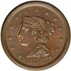 Image 1 : 1856 1C Slanted 5. N-14, R.1. MS65 Brown NGC. MS60 EAC 1856[1C] Slanted 5. N-14, R.1. MS65 Brown NGC