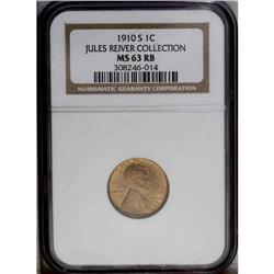 1910-S 1C MS63 Red and Brown NGC. Sharply struck with 1910-S[1C] MS63 Red and Brown NGC.