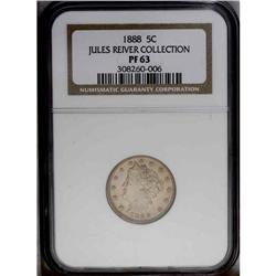 1888 5C PR63 NGC. A non-reflective proof with a modera 1888[5C] PR63 NGC.