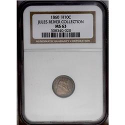 1860 H10C MS63 NGC. Both sides are covered in deep sun 1860[H10C] MS63 NGC.