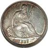 Image 1 : 1837 10C Large Date AU58 NGC. Vivid aqua-blue and ruby 1837[10C] Large Date AU58 NGC.