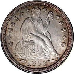 1853 10C Arrows MS64 NGC. A desirable type coin, this 1853[10C] Arrows MS64 NGC.
