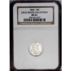 1860 10C MS61 NGC. Light golden toning graces the bord 1860[10C] MS61 NGC.