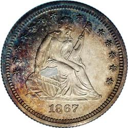 1867 25C PR64 Cameo NGC. Deep, variegated, original co 1867[25C] PR64 Cameo NGC.