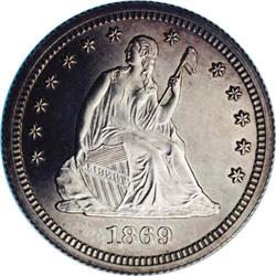 1869 25C PR64 NGC. The design elements are sharp and f 1869[25C] PR64 NGC.