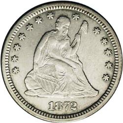 1872-S 25C XF40 NGC. A mere 83,000 quarters were struc 1872-S[25C] XF40 NGC.