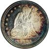 Image 1 : 1885 25C PR64 Cameo NGC. Gold, magenta, and ocean-blue 1885[25C] PR64 Cameo NGC.
