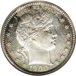 1900 25C PR62 NGC. Dappled cobalt-blue and olive-brown 1900[25C] PR62 NGC.