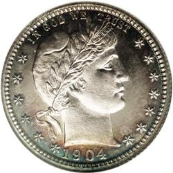 1904 25C PR64 NGC. Blushes of golden-brown, electric-b 1904[25C] PR64 NGC.