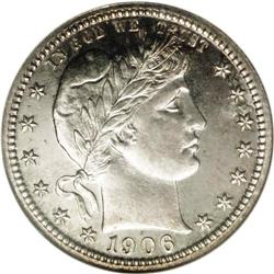 1906 25C PR66 NGC. A technically outstanding proof Bar 1906[25C] PR66 NGC.