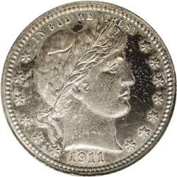 1911 25C PR64 NGC. This lovely Near-Gem proof quarter 1911[25C] PR64 NGC.