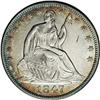 Image 1 : 1847 50C AU58 NGC. Rich tan-gold, plum, and forest-gre 1847[50C] AU58 NGC.