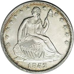 1852 50C MS62 NGC. This crisply struck low mintage Sea 1852[50C] MS62 NGC.