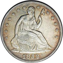 1852-O 50C AU53 NGC. Rich peach-gold toning outlines t 1852-O[50C] AU53 NGC.