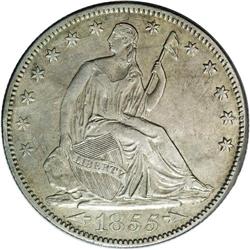 1855-S 50C Arrows AU Details, Improperly Cleaned, NCS. 1855-S[50C] Arrows--Improperly Cleaned--NCS. 