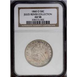 1860-O 50C AU58 NGC. A lustrous, sharply struck half w 1860-O[50C] AU58 NGC.