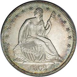 1862 50C PR64 NGC. A gorgeous, razor-sharp Choice Seat 1862[50C] PR64 NGC.