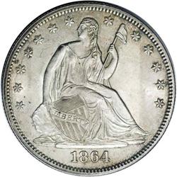 1864 50C MS62 NGC. A lustrous medium golden-brown Civi 1864[50C] MS62 NGC.