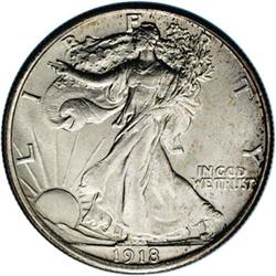 1918 50C MS62 NGC. Fully lustrous and essentially bril 1918[50C] MS62 NGC.