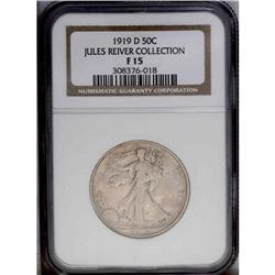 1919-D 50C Fine 15 NGC. Sharp for the assigned grade, 1919-D[50C] Fine 15 NGC.