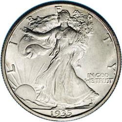 1935-S 50C MS64 NGC. A lovely lustrous specimen toned 1935-S[50C] MS64 NGC.