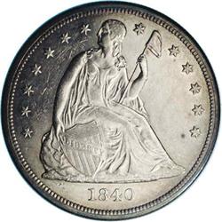 1840 S$1 AU58 Prooflike NGC. A minimally worn represen 1840[S$1] AU58 Prooflike NGC.