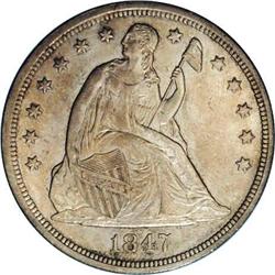 1847 S$1 MS61 NGC. A moderately scarce date, this 1847 1847[S$1] MS61 NGC.