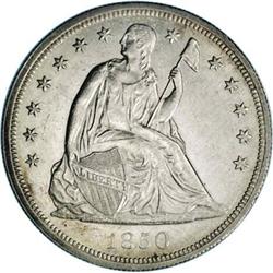 1850 S$1 Uncirculated Details, Improperly Cleaned, NCS 1850[S$1]--Improperly Cleaned--NCS. Unc Detai