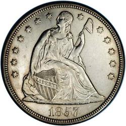 1857 S$1 AU Details, Improperly Cleaned, NCS. Brightly 1857[S$1]--Improperly Cleaned--NCS. AU Detail