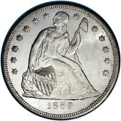 1859-O S$1 MS61 NGC. Bright frosty surfaces are essent 1859-O[S$1] MS61 NGC.