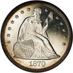 1870 S$1 PR64 Cameo NGC. Blushes of golden-tan hues en 1870[S$1] PR64 Cameo NGC.