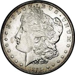 1895-S S$1 AU58 NGC. Medium blushes of olive toning gr 1895-S[S$1] AU58 NGC.