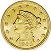 Image 1 : 1903 $2 1/2 MS62 NGC. With deep yellow-gold surfaces, 1903[$2 1/2] MS62 NGC.