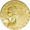 Image 1 : 1911 $2 1/2 MS63 NGC. The bright, lustrous surfaces ex 1911[$2 1/2] MS63 NGC.