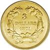 Image 2 : 1874 $3 AU58 NGC. Liberty''s forehead has a hint of we 1874[$3] AU58 NGC.