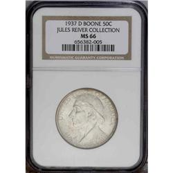 1937-D 50C Boone MS66 NGC. An appealing blend of pale 1937-D[50C] Boone MS66 NGC.