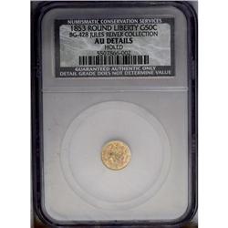 1853 50C Liberty Round 50 Cents--Holed--NCS AU Details 1853[50C] Liberty Round 50 Cents--Holed--NCS 