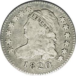 1820 10C Small 0 VF20 NGC. JR-10, R.3. Charcoal gray t 1820[10C] Small 0 JR-10, R.3. Reiver state a.