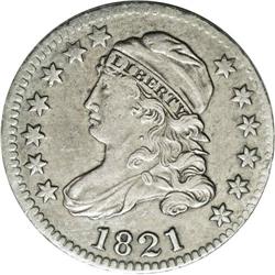 1821 10C Large Date--Improperly Cleaned--NCS. AU Detai 1821[10C] Large Date JR-7, R.2. Reiver state 