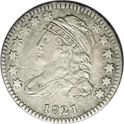1821 10C Small Date--Improperly Cleaned--NCS. XF Detai 1821[10C] Small Date JR-8, R.2. Reiver state 