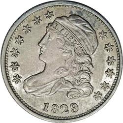 1829 10C Small 10C AU55 NGC. JR-3, R-4. Intermingled p 1829[10C] Small 10C JR-3, R.4. Reiver state a