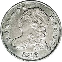 1829 10C Small 10C--Improperly Cleaned--NCS. AU Detail 1829[10C] Small 10C JR-7, R.1. Reiver state a