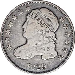 1829 10C Small 10C VF25 NGC. JR-9, R.4. Medium gray su 1829[10C] Small 10C JR-9, R.4. Reiver state a
