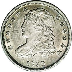 1830 10C Medium 10C--Obverse Scratched--NCS. AU Detail 1830[10C] Medium 10C JR-8, R.3. Reiver state 