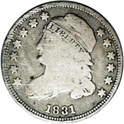 1831 10C --Obverse Scratched--NCS. VG Details. JR-5, R. 1831[10C] JR-5, R.1. Reiver state b.--Obvers