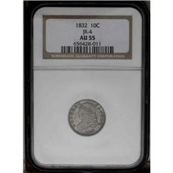 1832 10C AU55 NGC. JR-4, R.3. Predominantly pearl gray 1832[10C] JR-4, R.3. Reiver state a. AU55 NGC