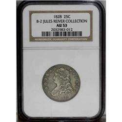 1828 25C Normal Reverse. B-2, R.3. AU53 NGC. Usual Die 1828[25C] Normal Reverse. B-2, R.4. AU53 NGC.